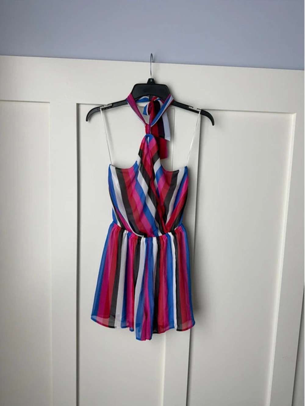 Express Multicolor Striped Halter Neck Romper XS